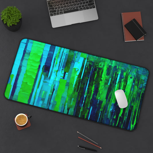 Striped Blue Green 16" x 32" Desk Mat