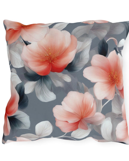 Red Blossom Floral Bunch 18" x 18" Outdoor Pillow