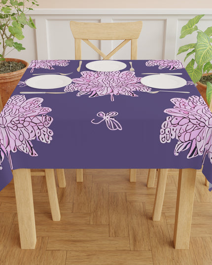Magenta Floral Butterflies Tablecloth, 55" x 55"