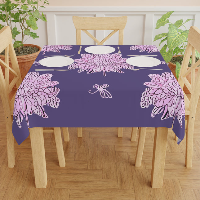 Magenta Floral Butterflies Tablecloth, 55" x 55"