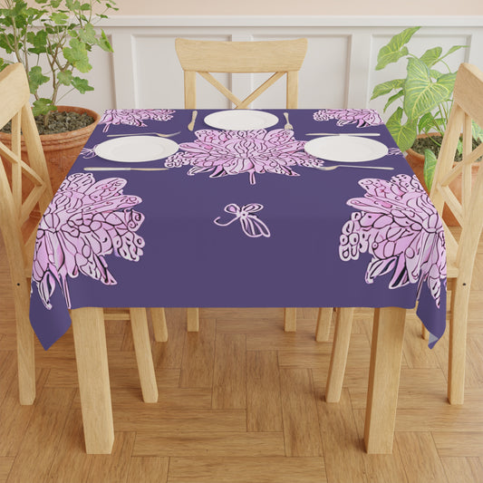 Magenta Floral Butterflies Tablecloth, 55" x 55"