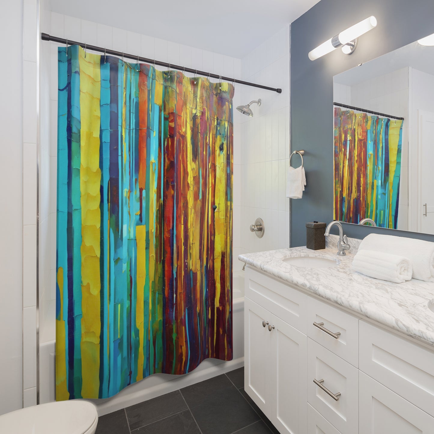 Striped Alpha Shower Curtains, 71" x 74"