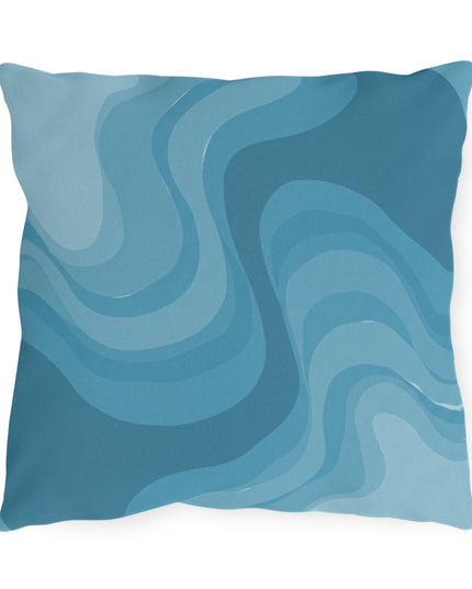 Sky Blue Wavey 16" x 16" Outdoor Pillow