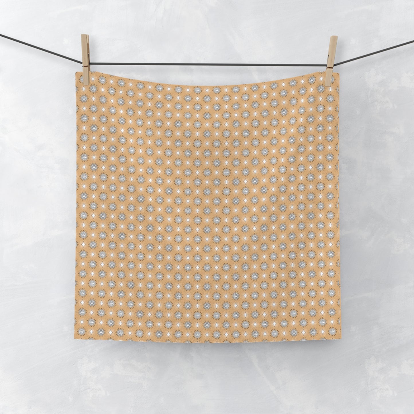 Tan Sunset Star-crossed Bodies Face Towel, 13" x 13"