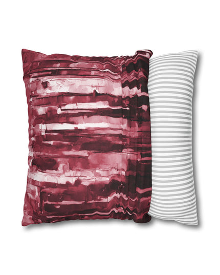 Striped Ruby Spun Polyester Square Pillowcase, 14" x 14"