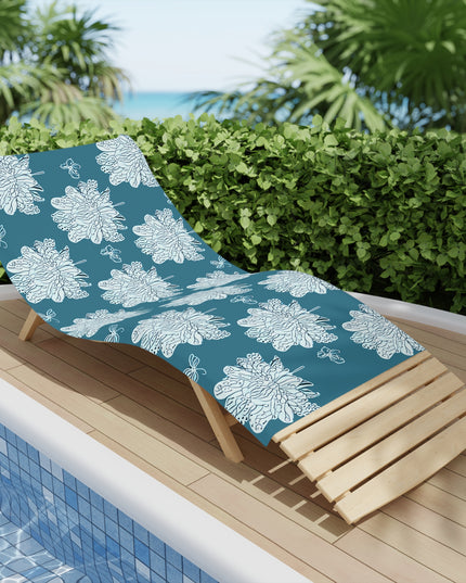 Tif Green White Floral Butterflies Beach Towel, 30" x 60"