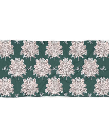 Soft White Floral Butterflies 30" x 60" Beach Towel