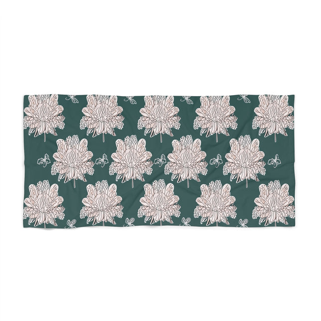 Soft White Floral Butterflies 30" x 60" Beach Towel
