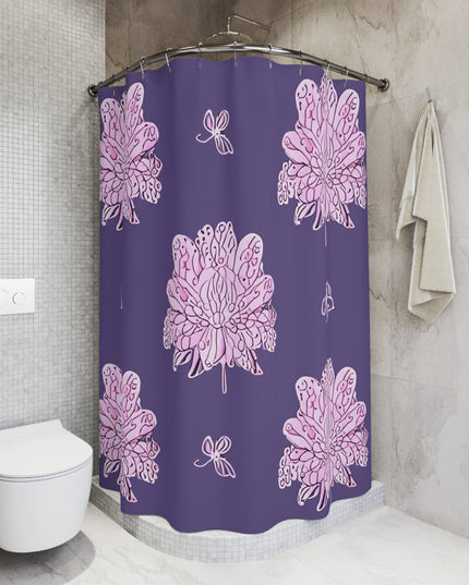 Magenta Floral Butterflies Shower Curtain, 71" x 74"