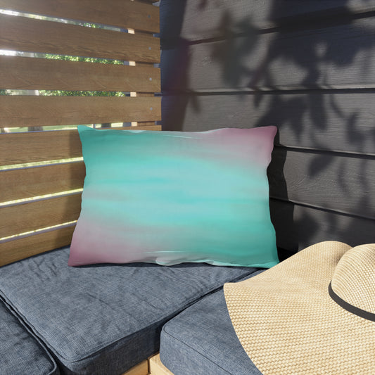 Green Sea Lavender Fog 20" x 14" Outdoor Pillow