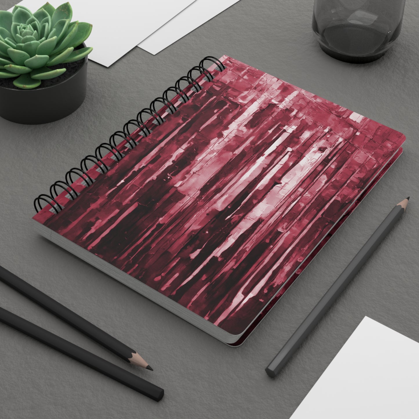 Striped Ruby Spiral Bound Journal, 5" x 7" 150 pages