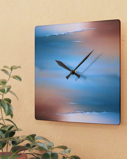 Blue Sea Peach Fog Acrylic Wall Clock, Round or Square, 10.75" x 10.75"