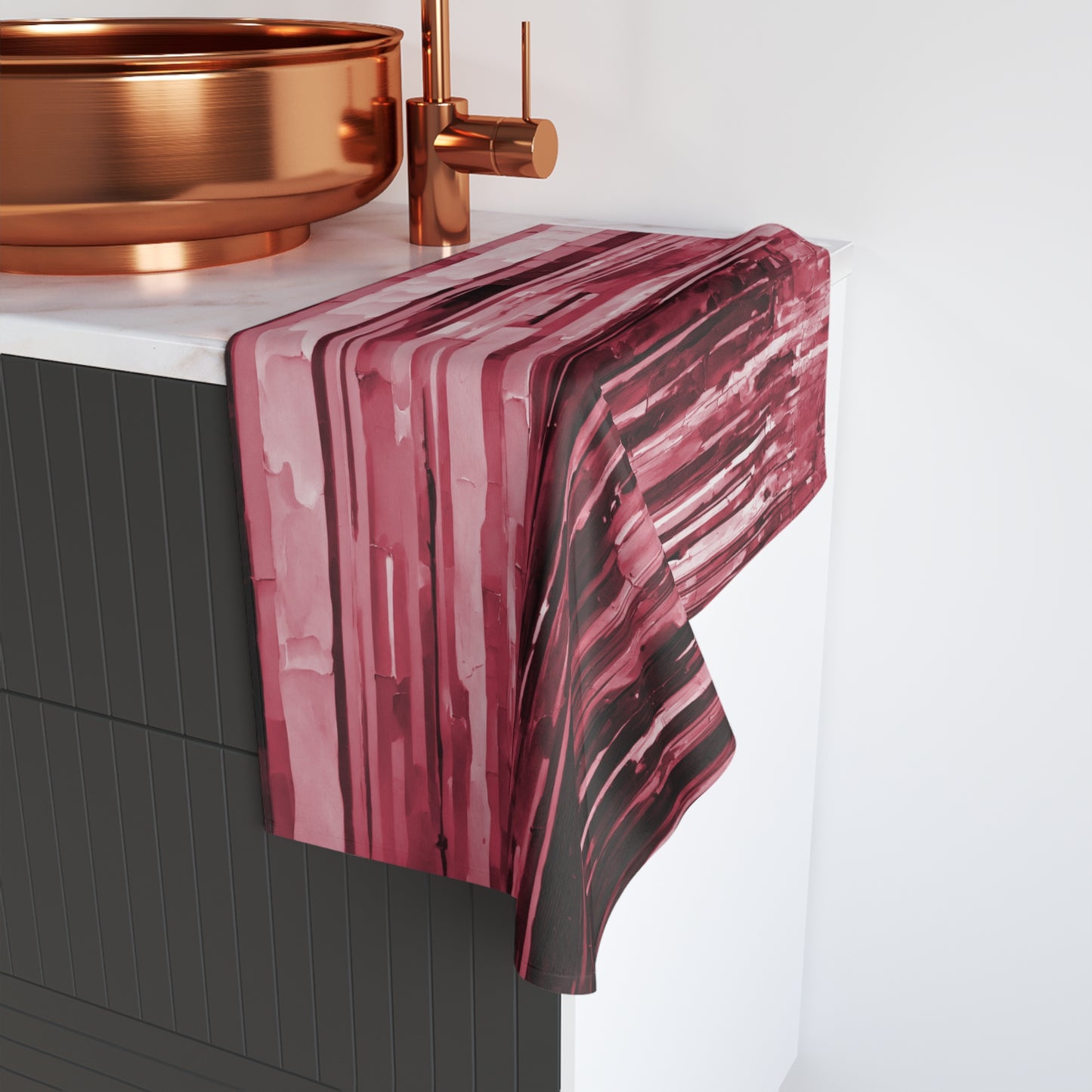 Striped Ruby Hand Towel, 16" x 28"