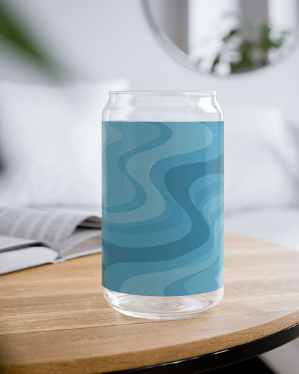Sky Blue Wavey Sipper Glass, 16oz