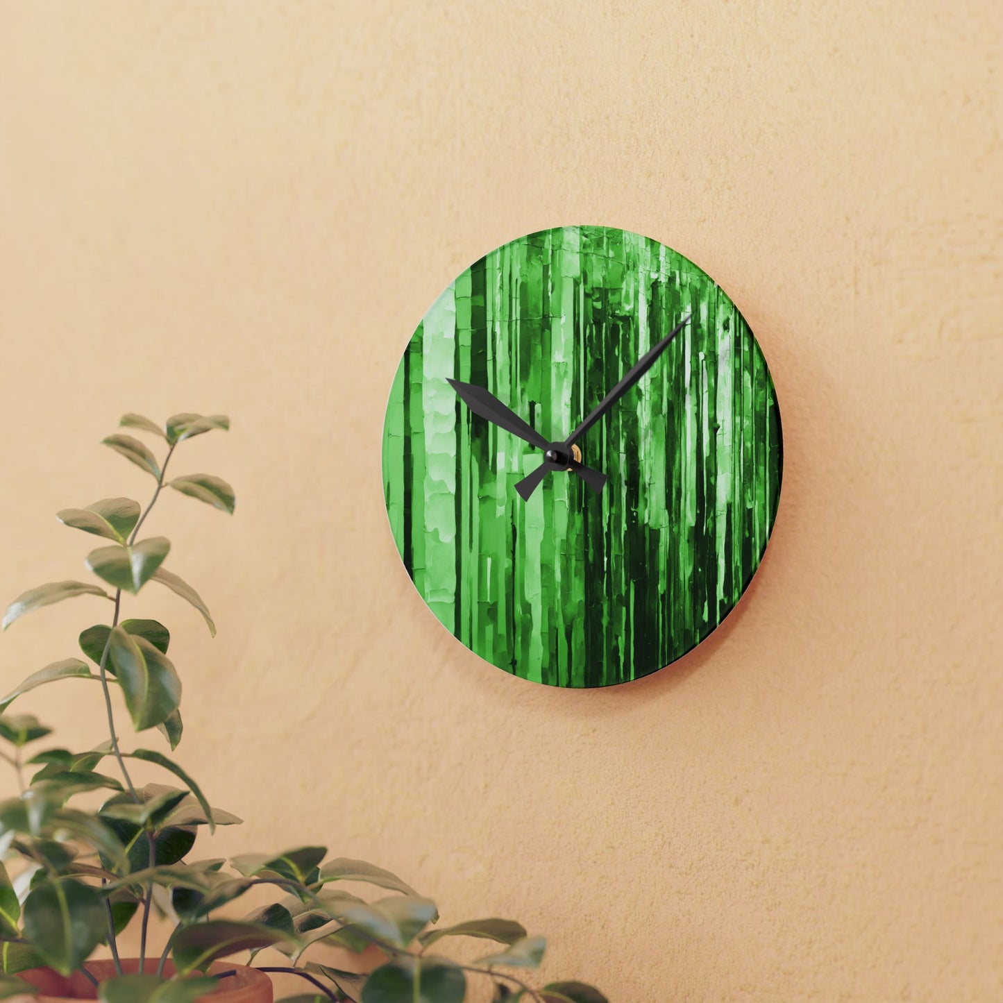 Striped Mint Pastels Acrylic Round Wall Clock, 8" x 8"