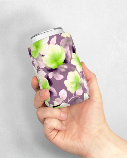 Lime Lavender Floral Bunch 12 oz Can Cooler Sleeve