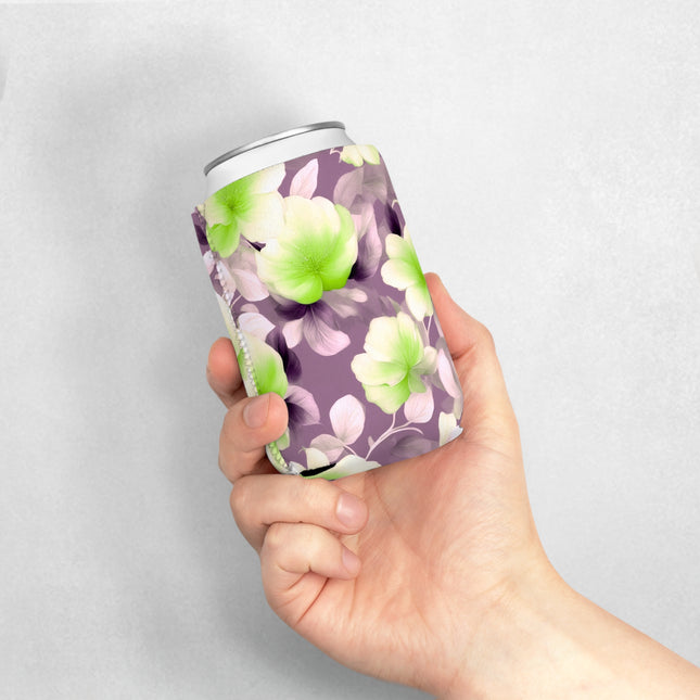 Lime Lavender Floral Bunch 12 oz Can Cooler Sleeve