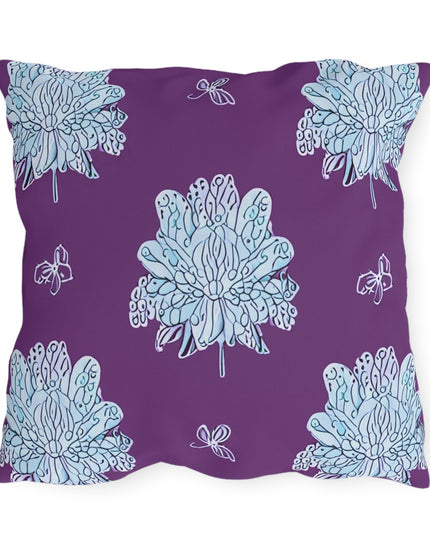Blue Floral Butterflies 20" x 20" Outdoor Pillow