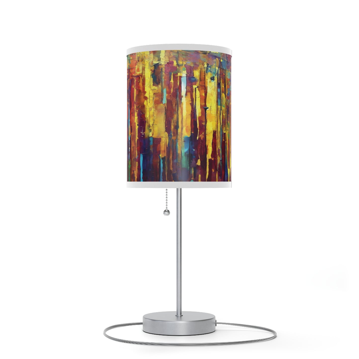 Striped Alpha Table Lamp on a White or Silver Stand, US|CA plug