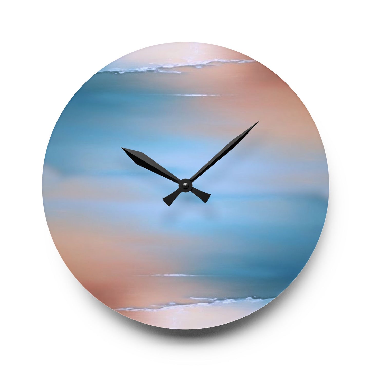 Blue Sea Peach Fog Acrylic Wall Clock, Round or Square, 10.75" x 10.75"