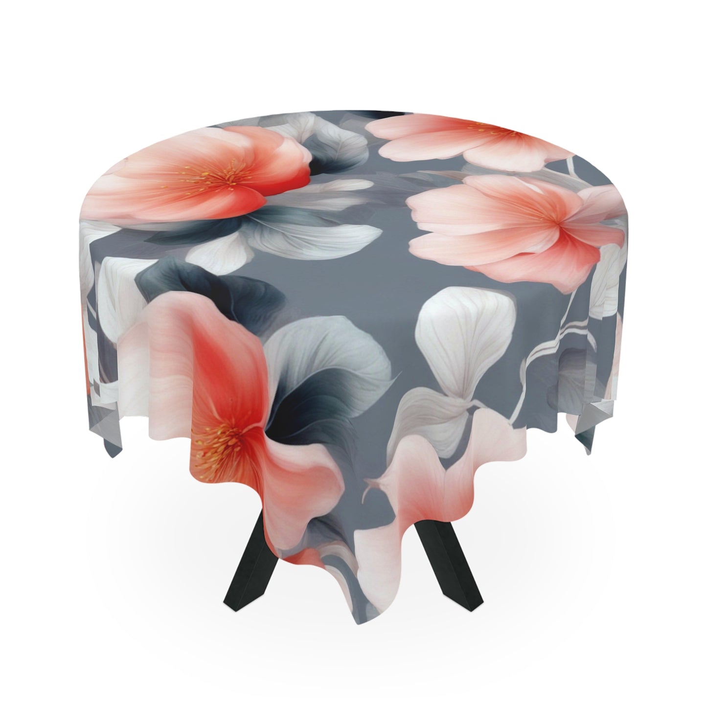 Red Blossom Floral Bunch Tablecloth, 55" x 55"