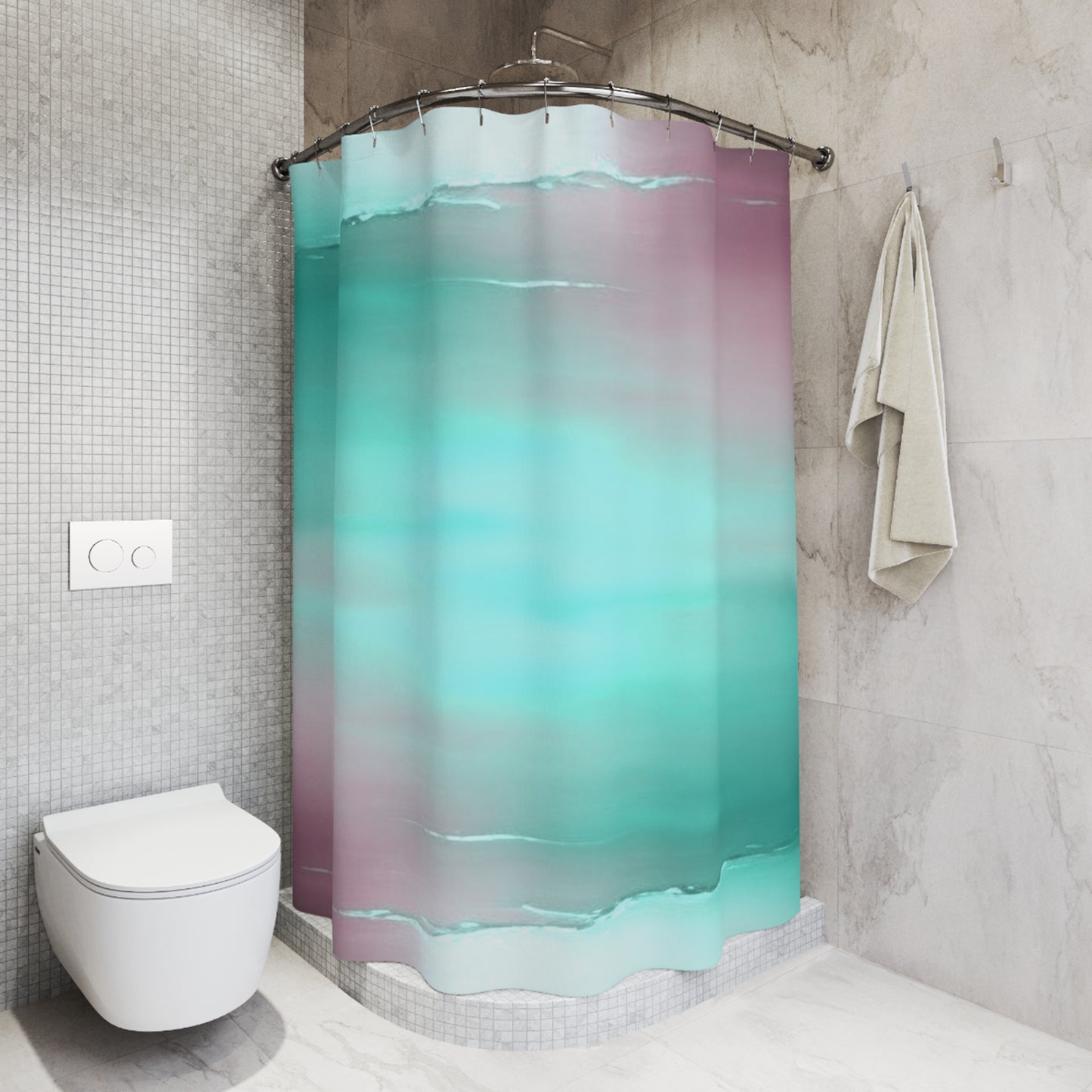 Green Sea Lavender Fog Shower Curtains, 71" x 74"