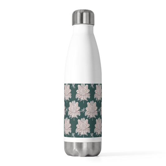 Soft White Floral Butterflies 20oz Insulated Water Bottle