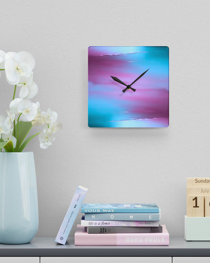Wine Sea Blue Fog Acrylic Wall Clock, Round or Square, 10.75" x 10.75"