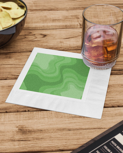 Greenie Meanie Wavey White Coined Napkins, 6.5" x 6.5"