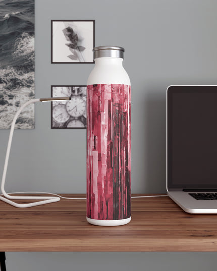 Striped Ruby Slim Water Bottle, 20 oz White