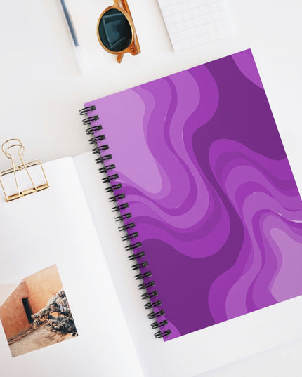 Wavey Purple Wavey Spiral Notebook - Ruled Line, 6" x 8", 118 pages