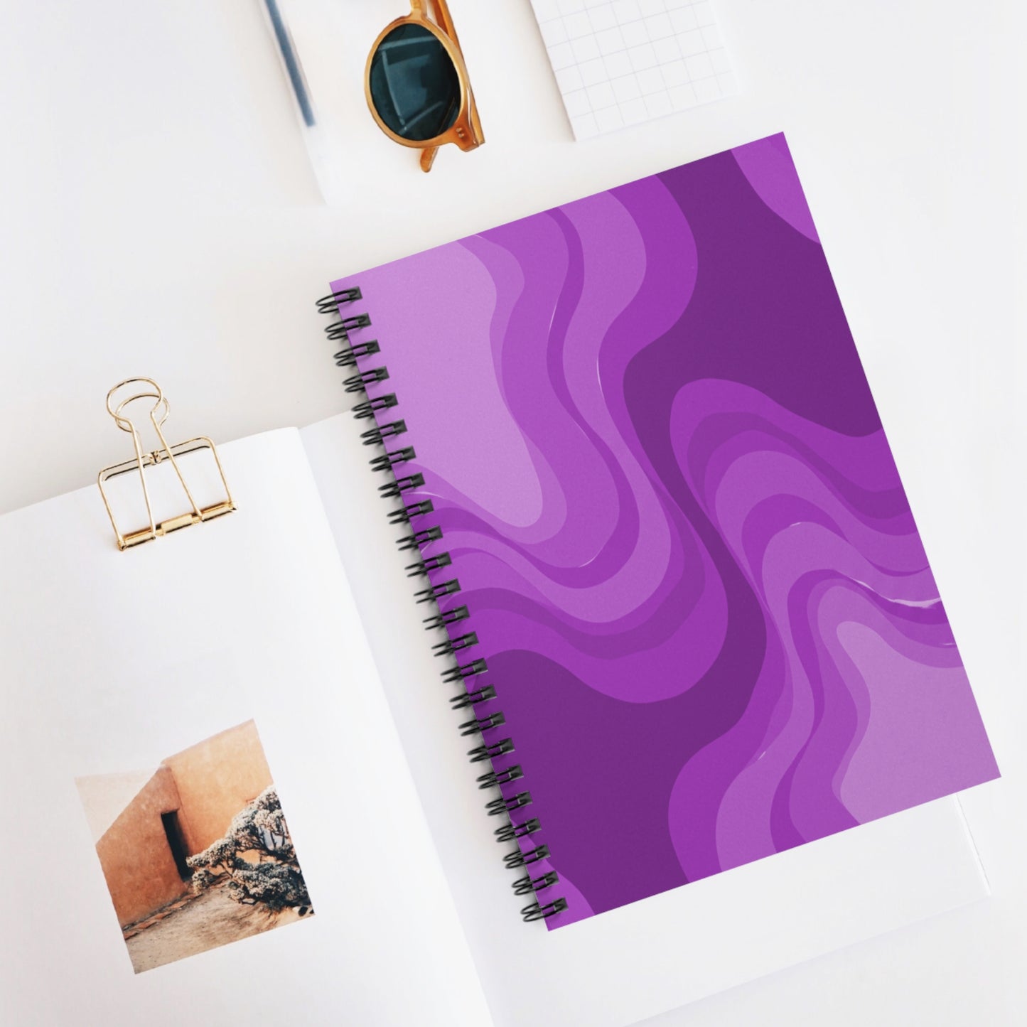 Wavey Purple Wavey Spiral Notebook - Ruled Line, 6" x 8", 118 pages