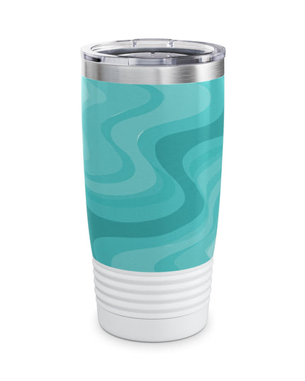 Tif Green Wavey Ringneck Tumbler, 20oz in white