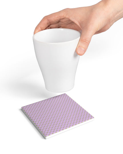 Magenta Star-crossed Bodies Square Ceramic Coaster, 4" x 4"