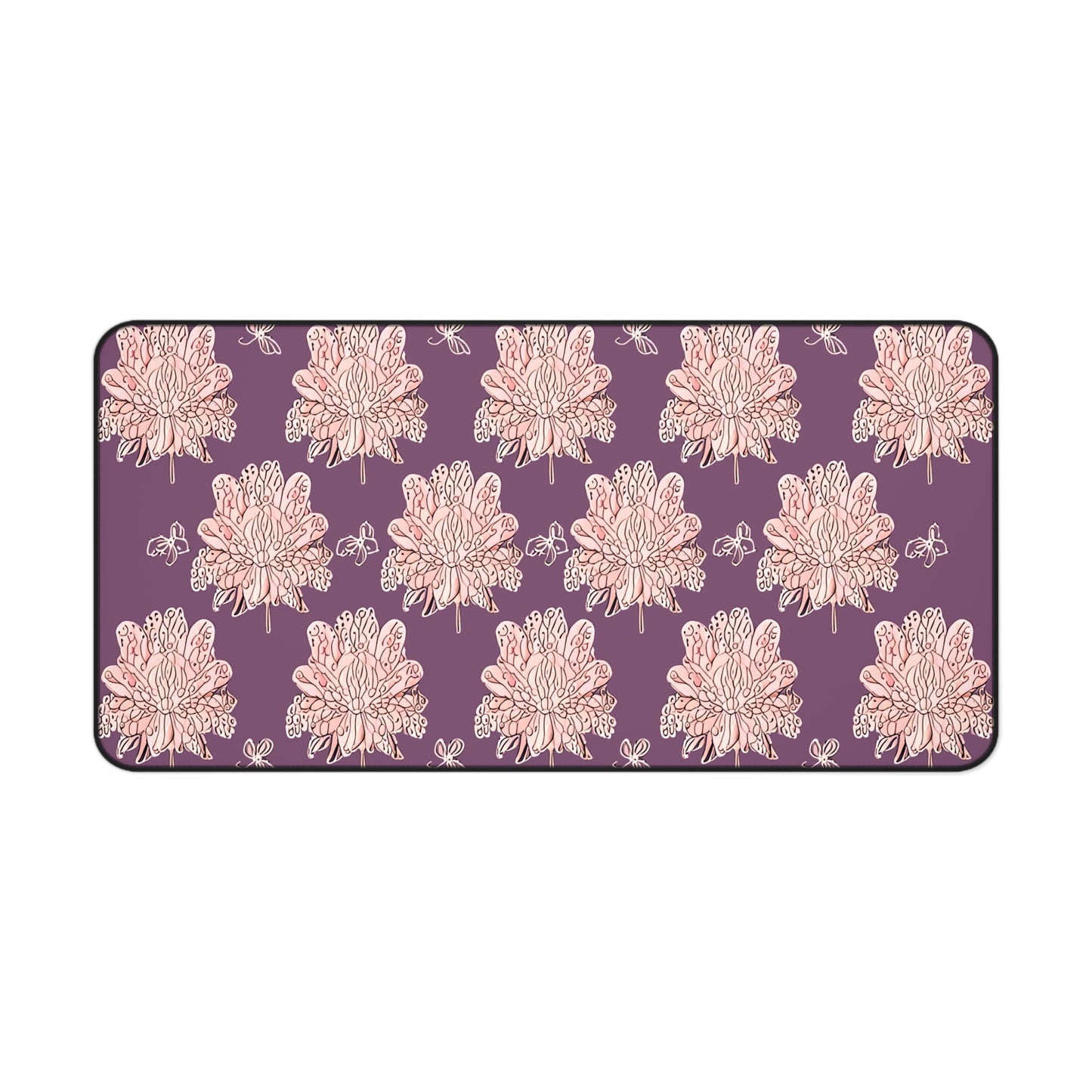 Pink Floral Butterflies 16" x 32" Desk Mat