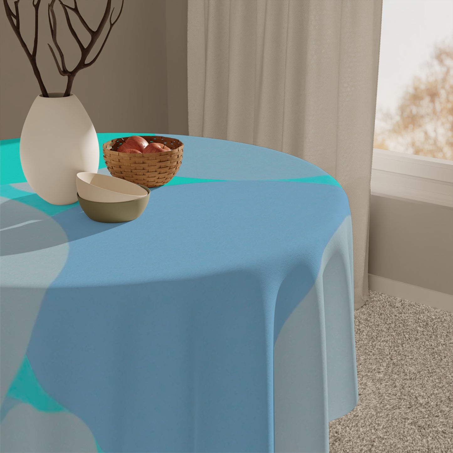 Pastel Tan and Tif Patches Tablecloth, 55" x 55"