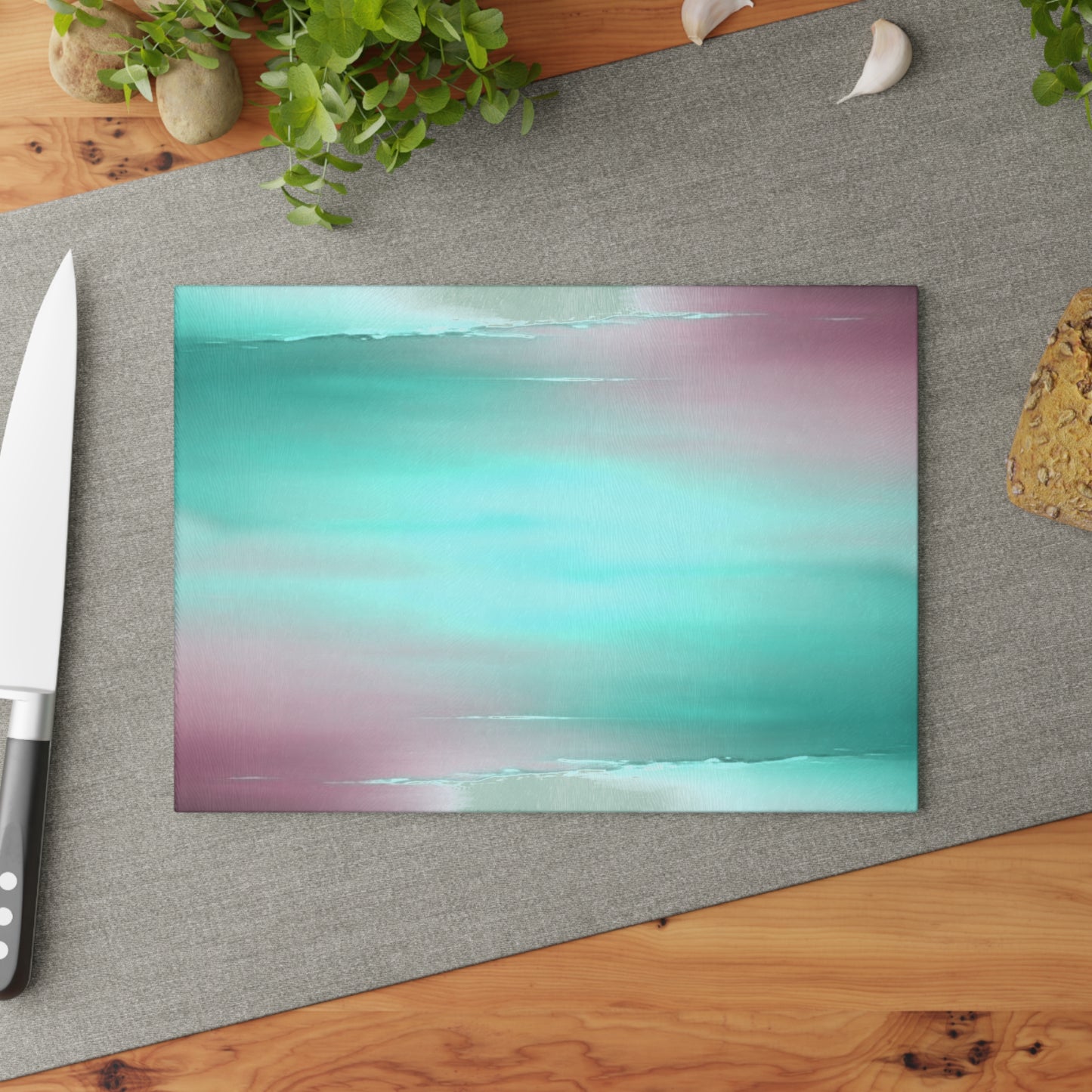 Green Sea Lavender Fog 8" x 11" Glass Cutting Board