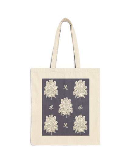 White Floral Butterflies Cotton Canvas Tote Bag