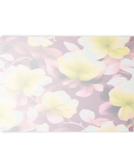 Lemon Blossom Floral Bunch Glass Cutting Board, 8" x 11"