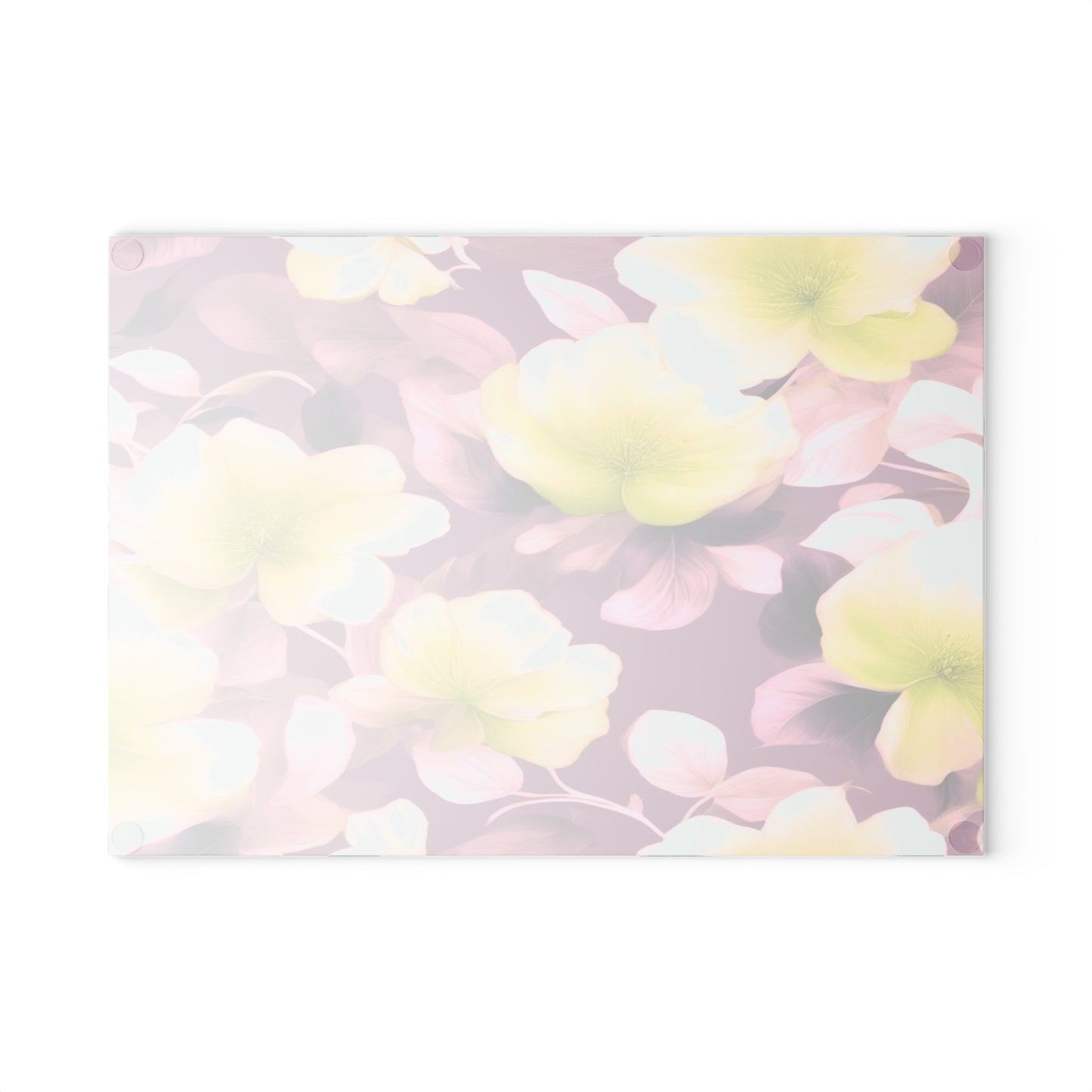 Lemon Blossom Floral Bunch Glass Cutting Board, 8" x 11"