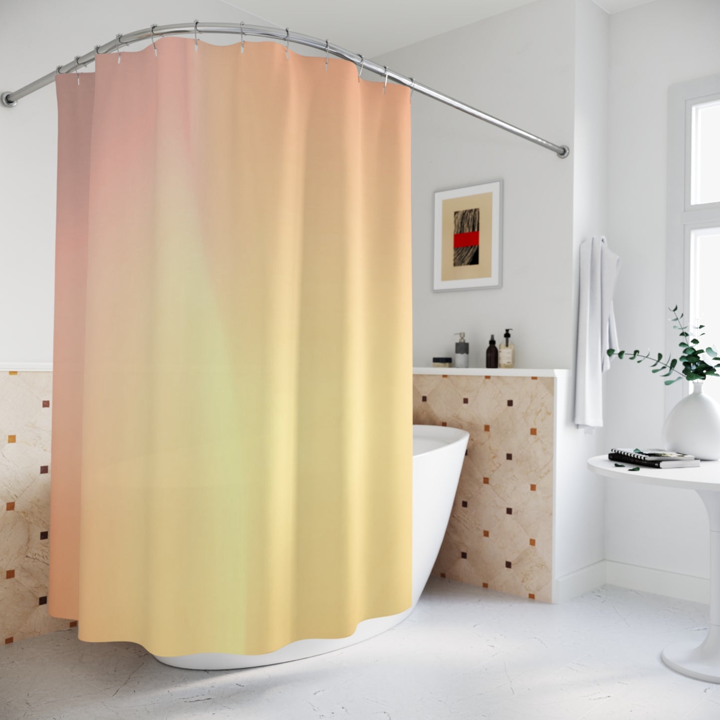 Hot Peach Fade Shower Curtains, 71" x 74"