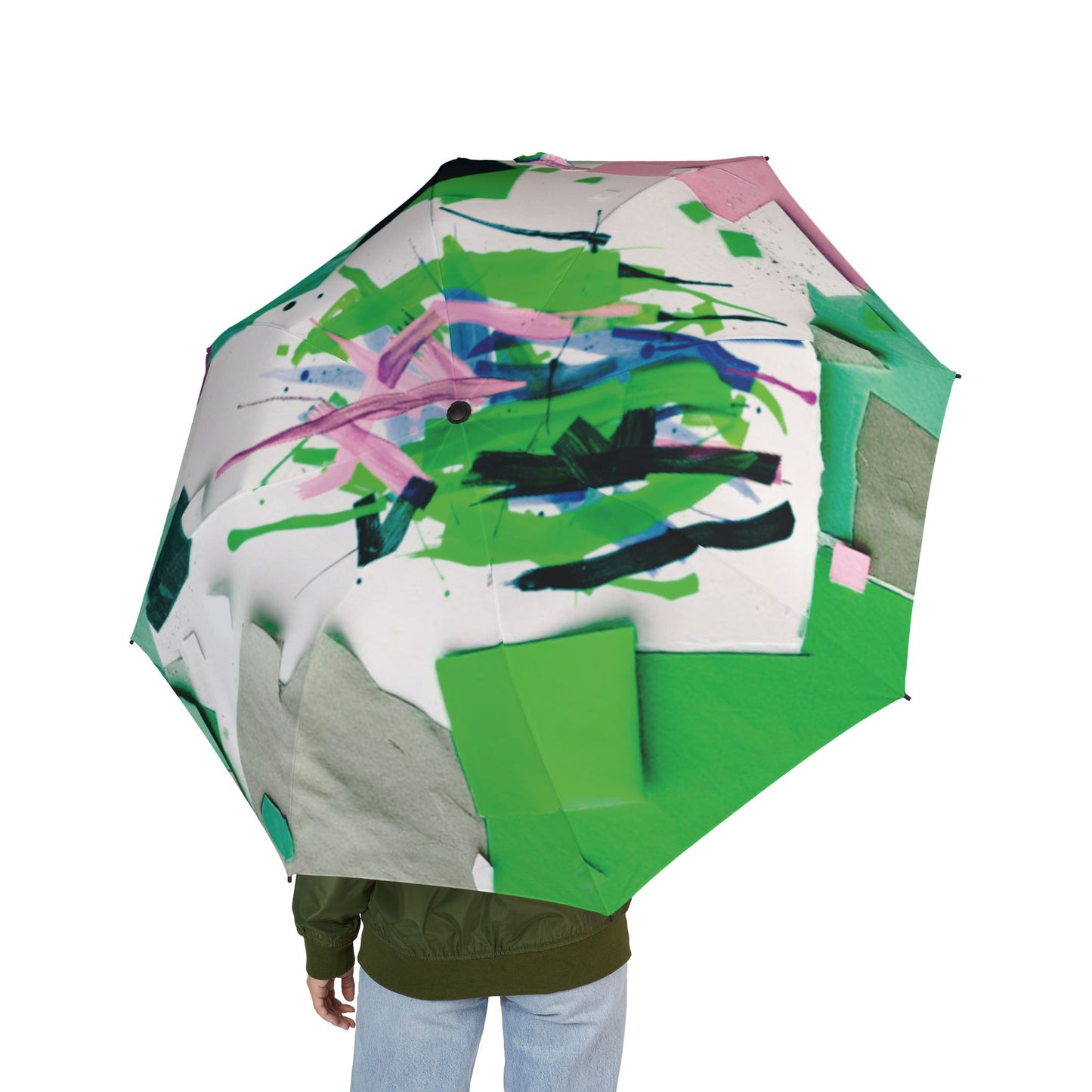 Beta Green Paper Paint Foldable Umbrella - Compact & Chic