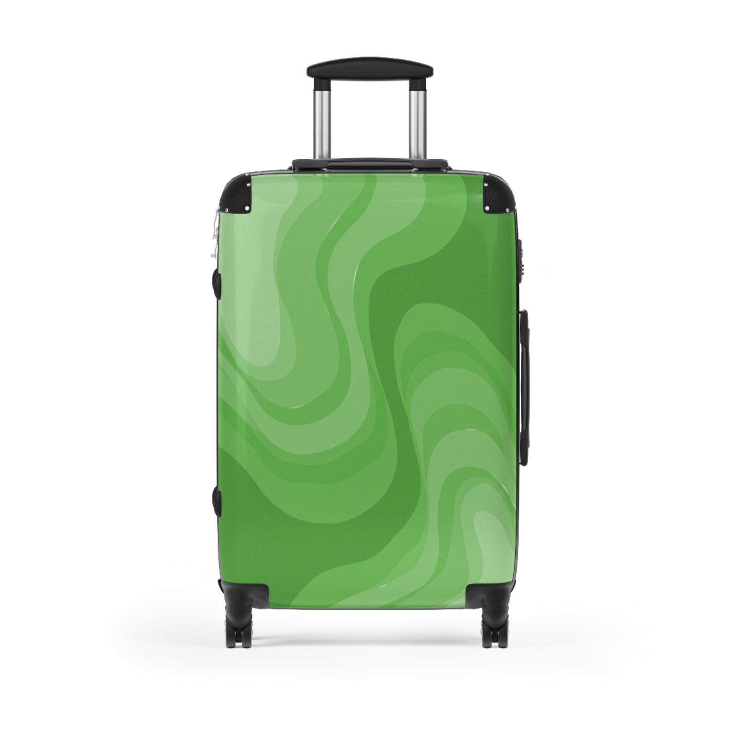 Greenie Meanie Wavey Medium Suitcase with built in lock, 4 double-wheels, telescopic handle, and ABS back hard-shell