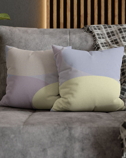 Pastel Soft Blue and Soft White Patches Spun Polyester Square Pillowcase, 14" x 14"