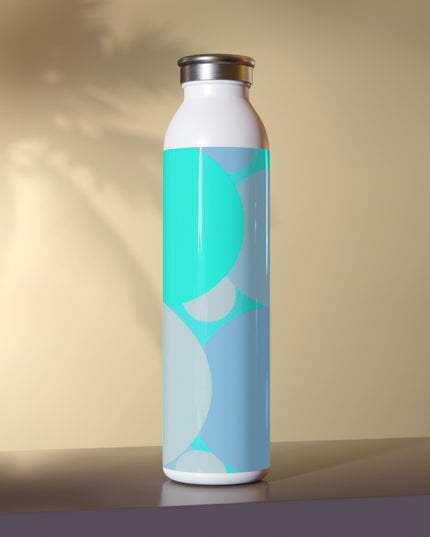 Pastel Tan and Tif Patches Slim Water Bottle, 20 oz White