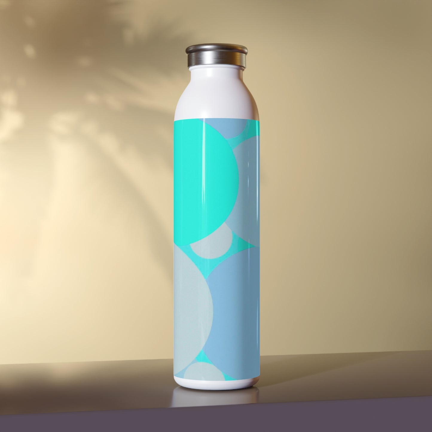 Pastel Tan and Tif Patches Slim Water Bottle, 20 oz White