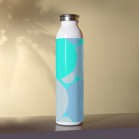 Pastel Tan and Tif Patches Slim Water Bottle, 20 oz White