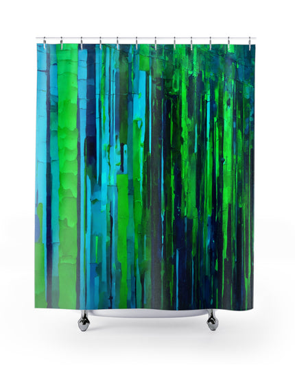 Striped Blue Green Shower Curtains, 71" x 74"