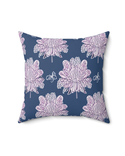 Purple White Floral Butterflies 16" x 16" Faux Suede Square Pillow
