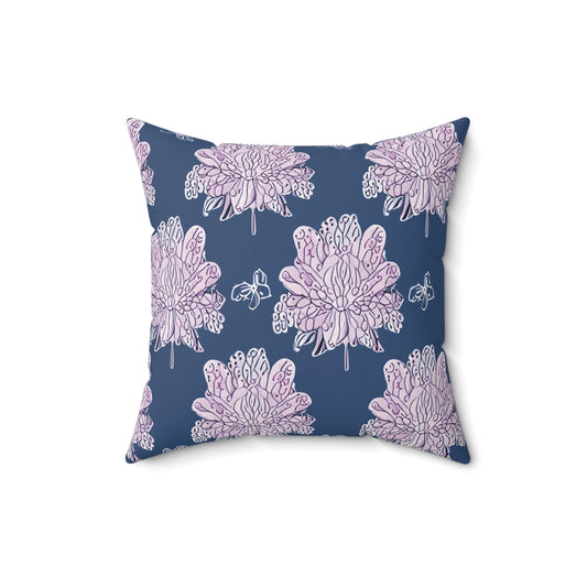 Purple White Floral Butterflies 16" x 16" Faux Suede Square Pillow